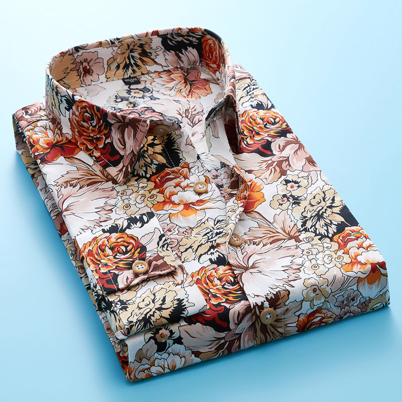 Long sleeve cotton flower shirt