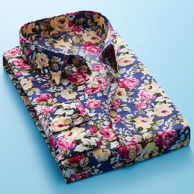 Long sleeve cotton flower shirt