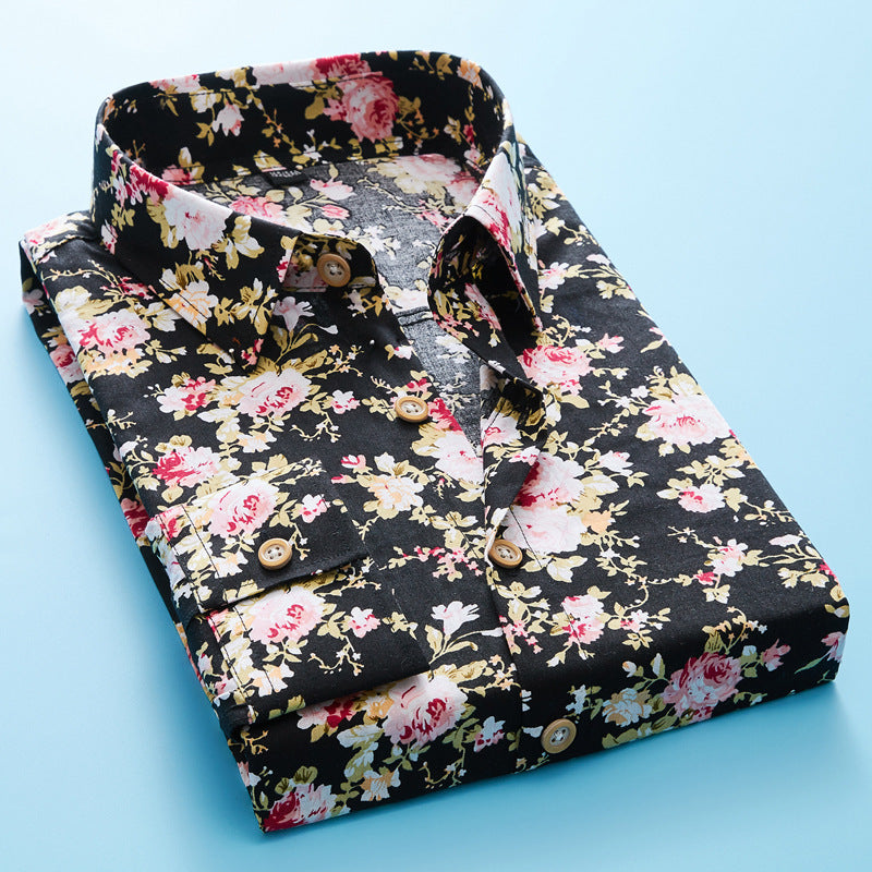 Long sleeve cotton flower shirt
