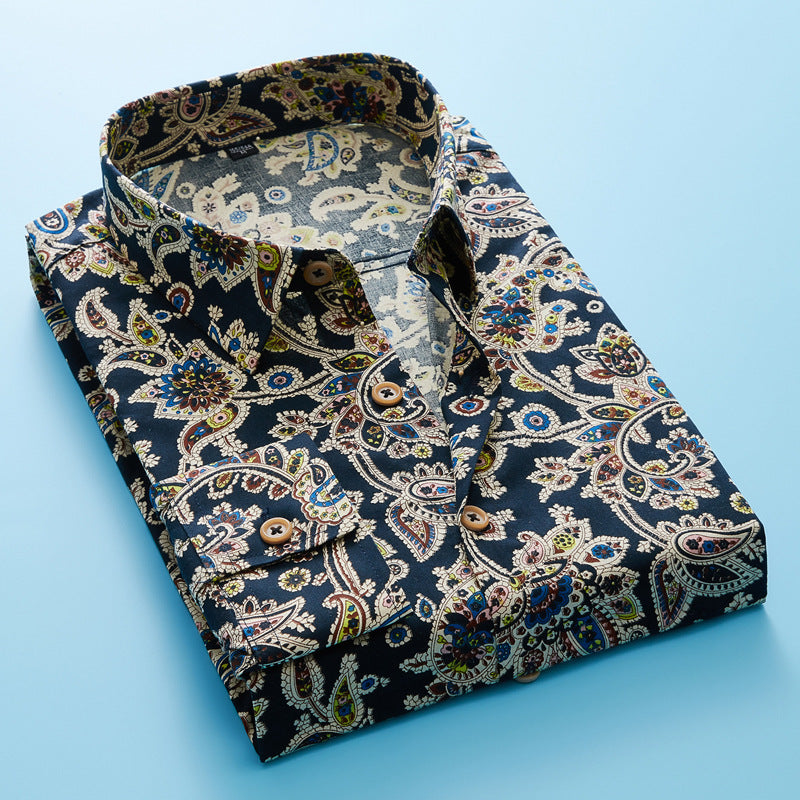 Long sleeve cotton flower shirt