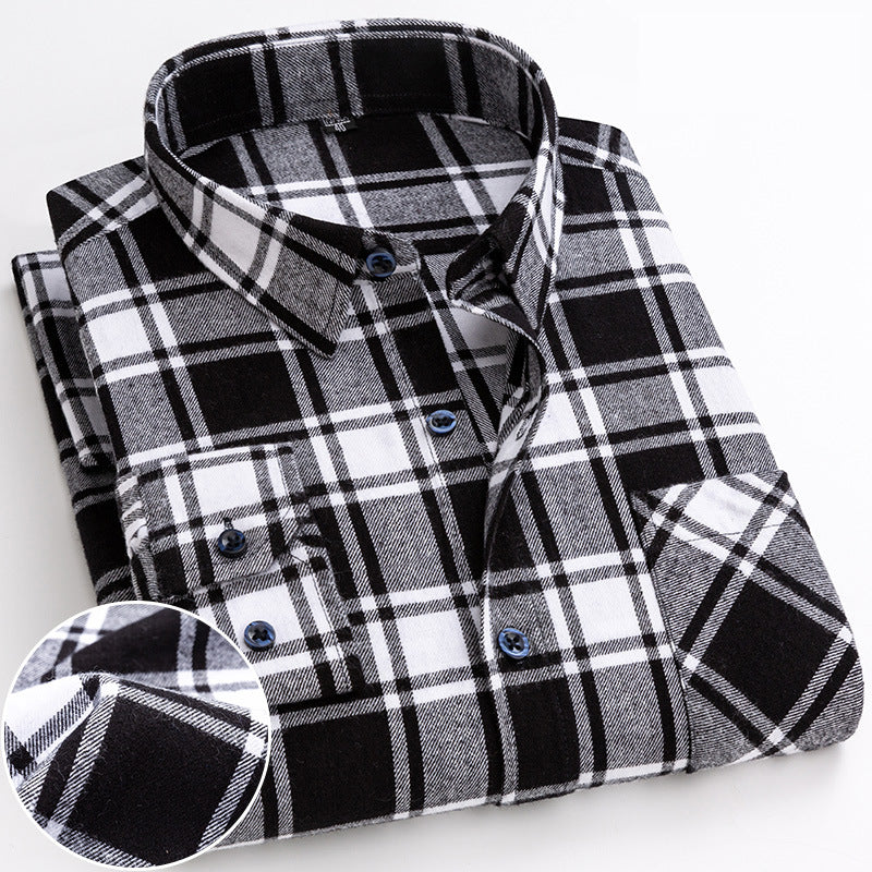 Plaid long-sleeved shirt