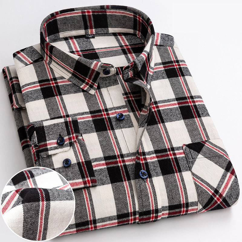 Plaid long-sleeved shirt