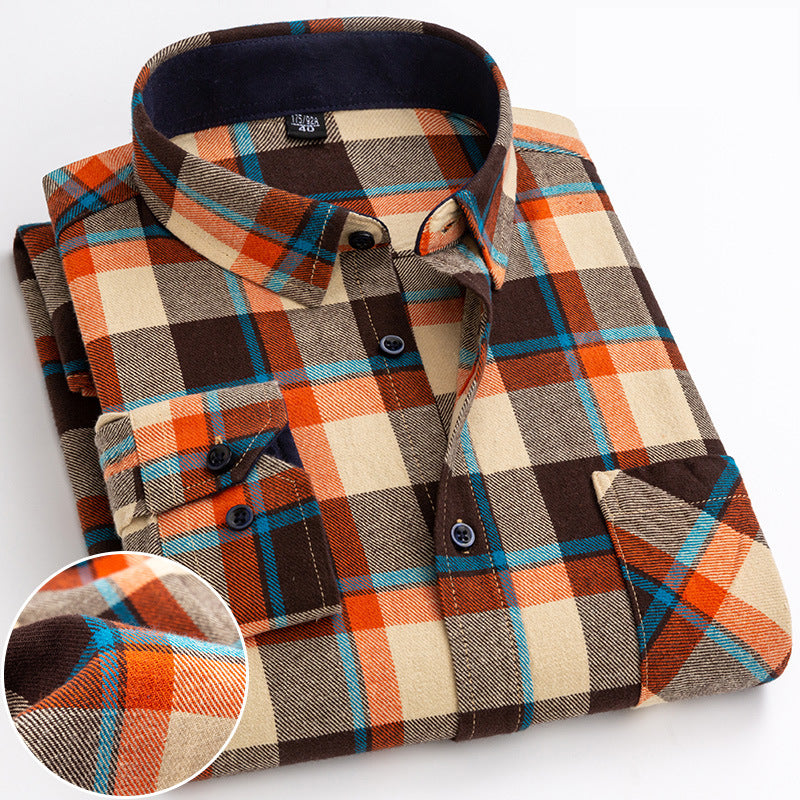 Plaid long-sleeved shirt
