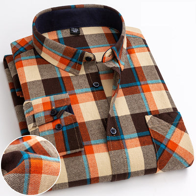 Plaid long-sleeved shirt