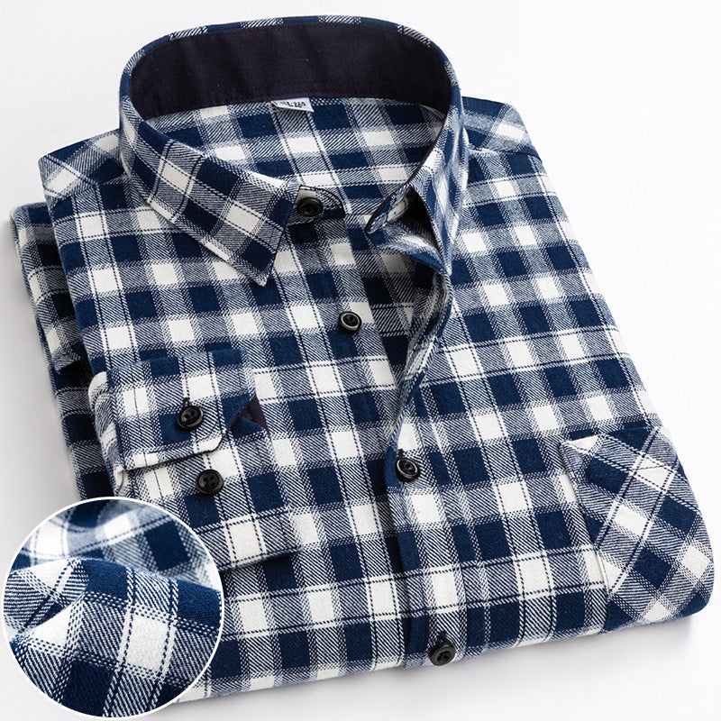 Plaid long-sleeved shirt