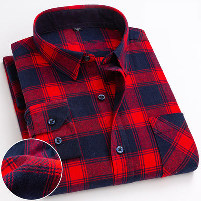 Plaid long-sleeved shirt