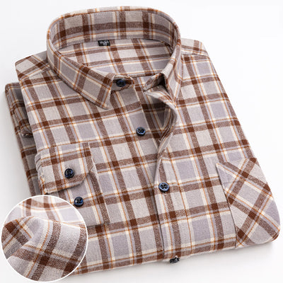 Plaid long-sleeved shirt
