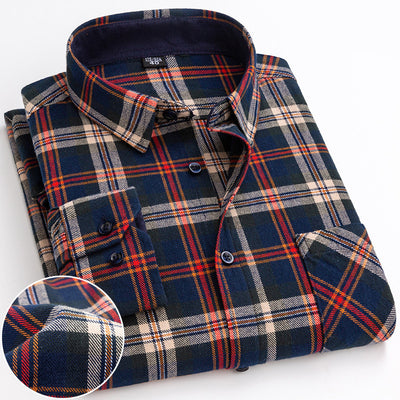 Plaid long-sleeved shirt