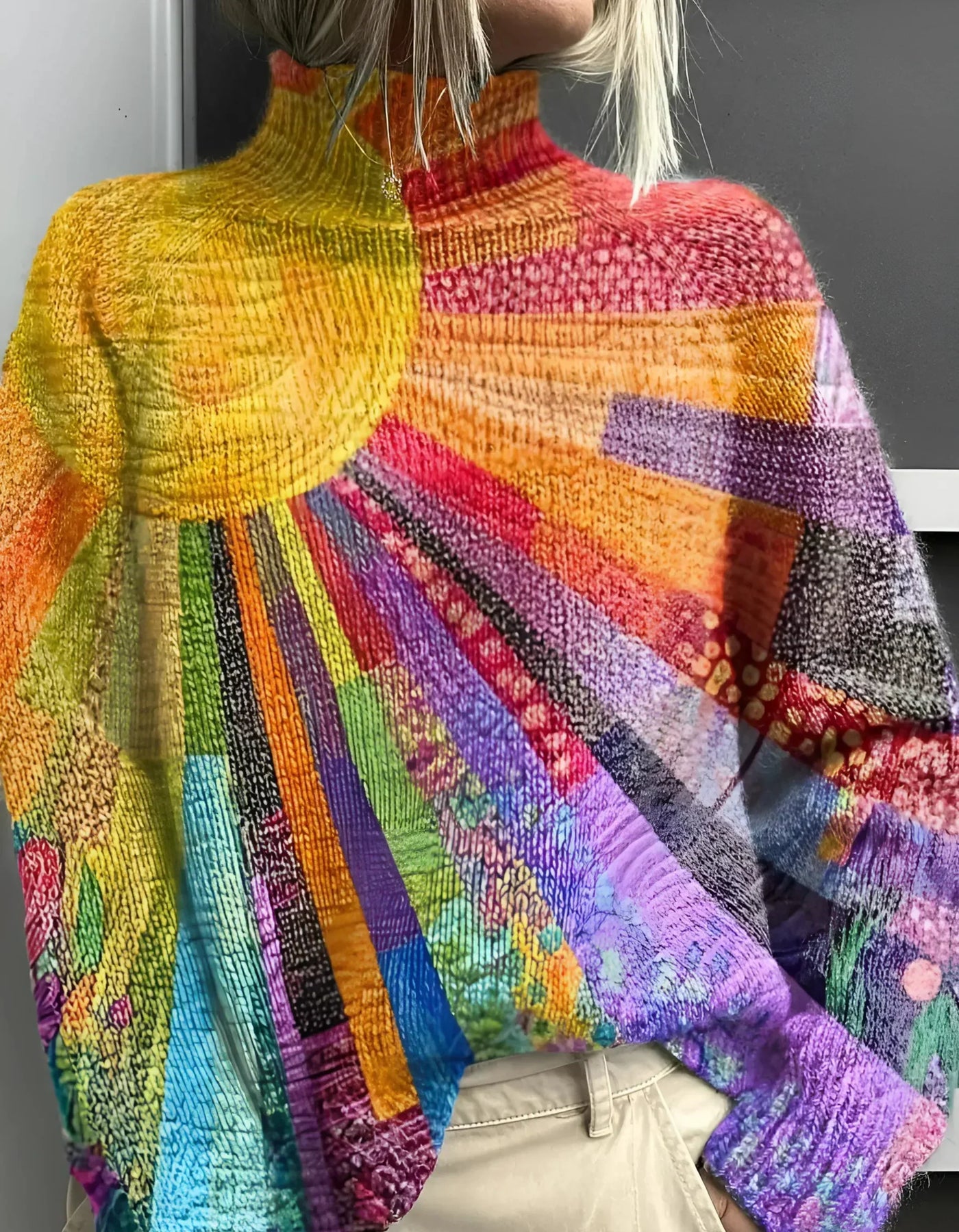 Ada - Colorful and cheerful turtleneck sweater